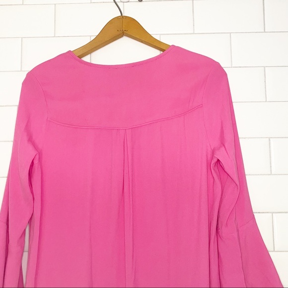 Anthro HD in Paris Bell Sleeve Shift Dress Pink 0 - Picture 12 of 13